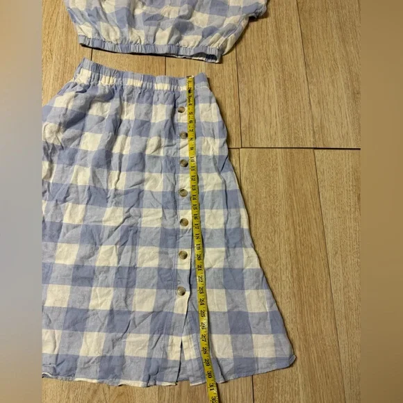 Madewell Linen Blend Michele Bubble Top & Side Button Midi Skirt - Picture 7 of 12